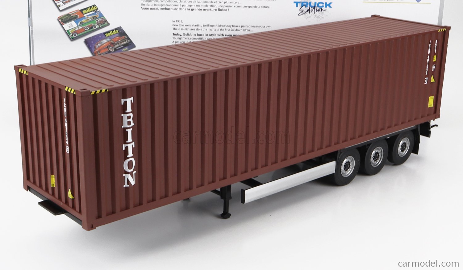 Solido - Neuheit 2021 - Auflieger fr LKW mit Rimorchio Tasporto Container - rot-brauner Container - schwarzer Grundrahmen.
