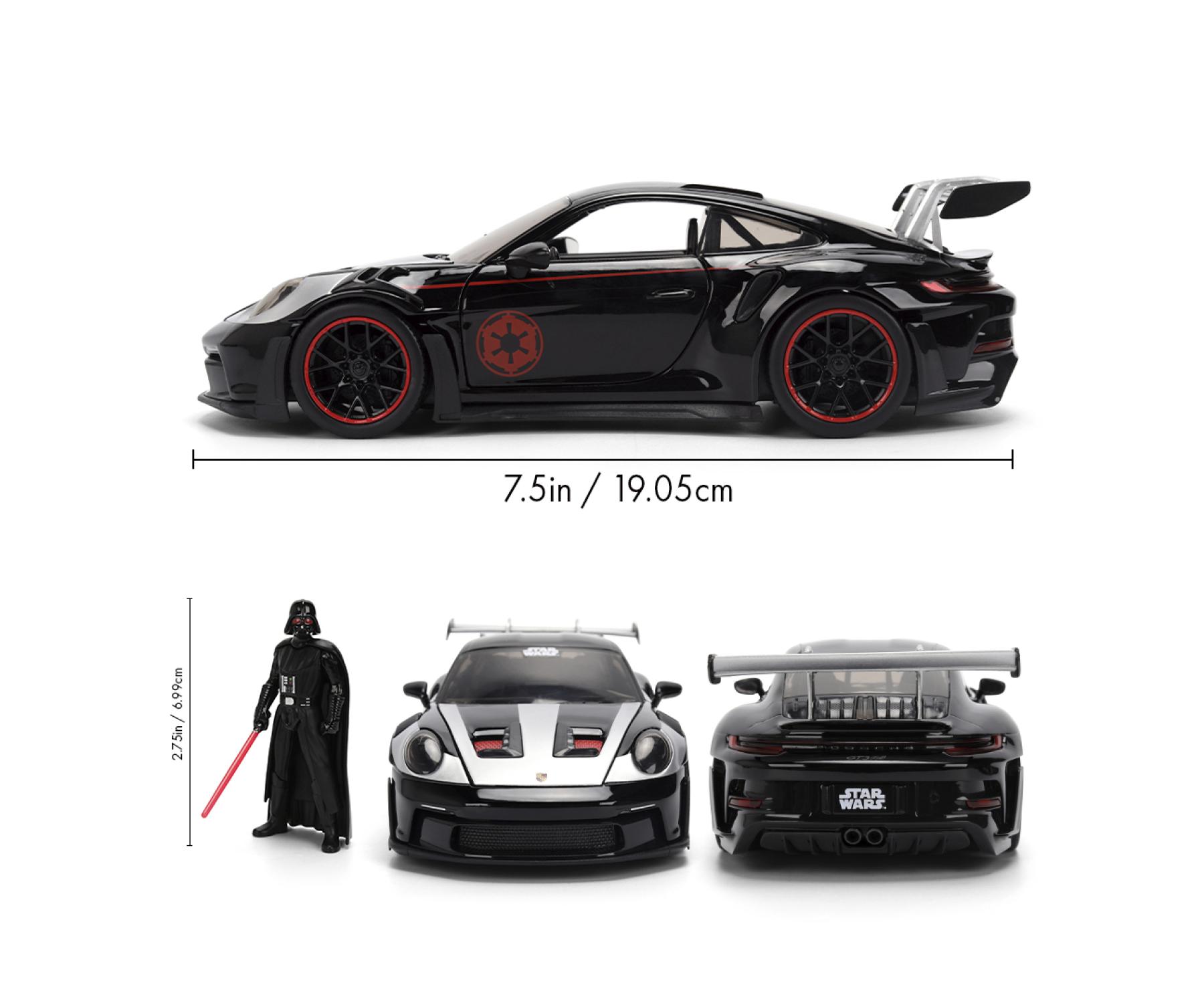 Jada Toys Star Wars Auto Porsche 911 GT3 RS Darth Vader (ca. 19 cm) � Modellfahrzeug aus Metall im Ma�stab 1:24 mit T�ren und Motorhaube zum �ffnen, inkl. Figur, f�r Sammler & Kinder ab 8 Jahren, lizenziert von Porsche