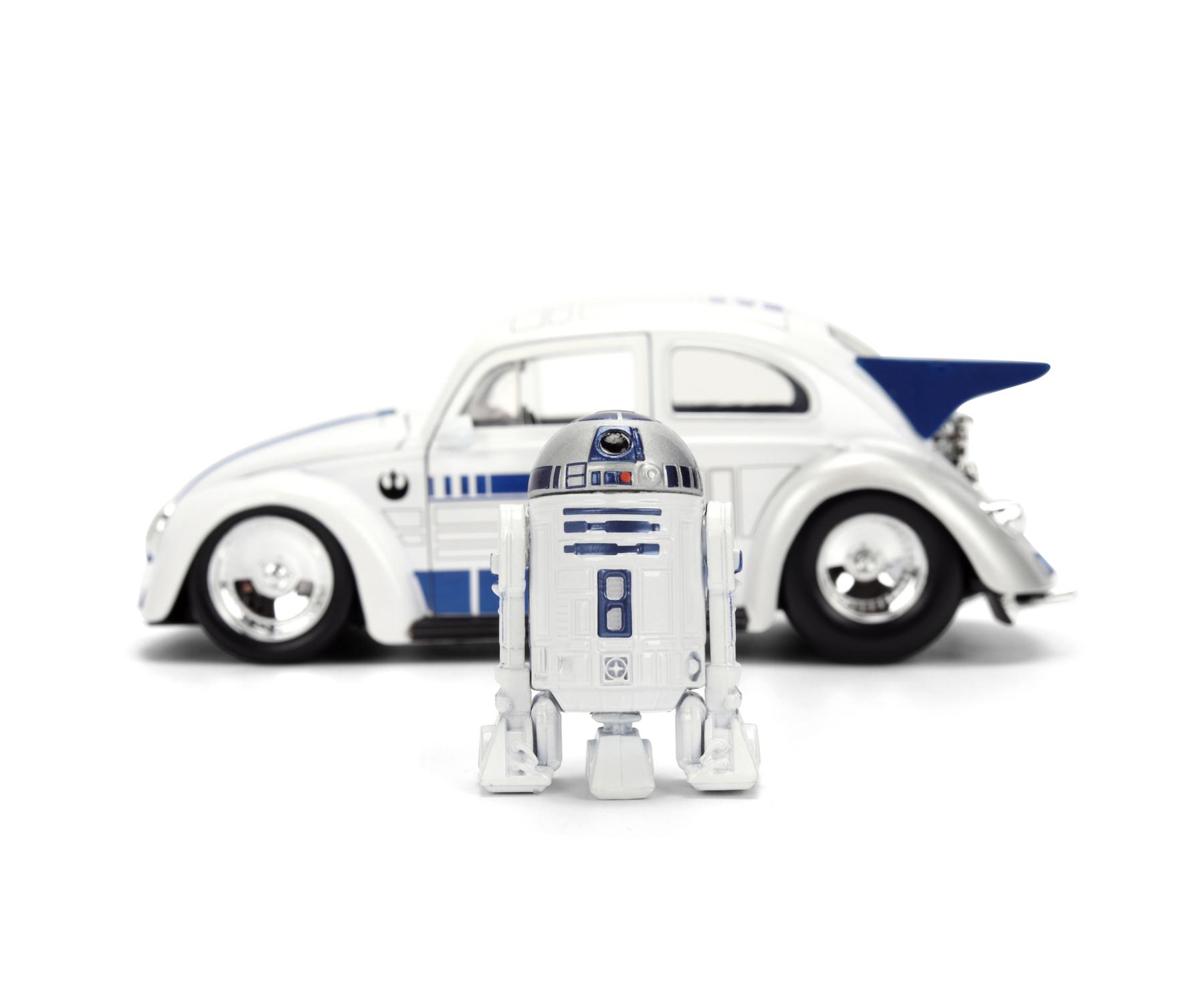 Star Wars - Kultiges Star Wars Modell – 1959er VW Drag Beetle im originalen R2-D2 Design aus hochwertigem Metall (Die-Cast)