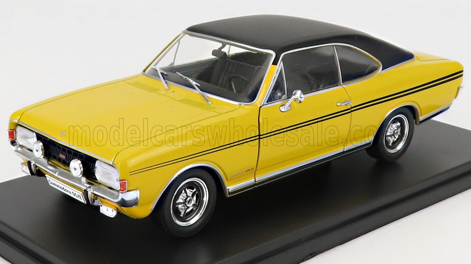 Edicola, 1/24, Mastab 1:24, Opel Commodore A, Opel Commodore A GS/E, Baujahr 1970, gelb, schwarz, die-cast, Hachette Opel Collection, 156386, 