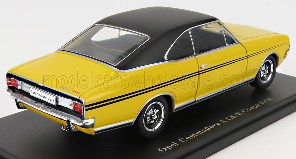 Edicola, 1/24, Mastab 1:24, Opel Commodore A, Opel Commodore A GS/E, Baujahr 1970, gelb, schwarz, die-cast, Hachette Opel Collection, 156386, 