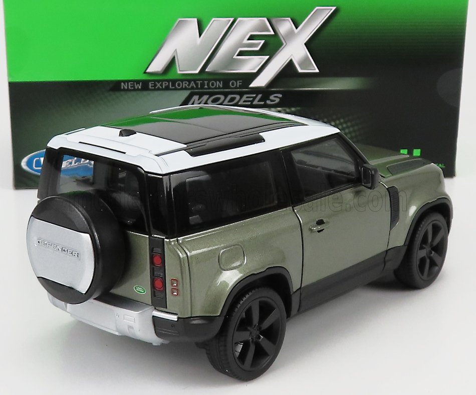 Land Rover, New Defender 90, Baujahr 2020, hellgrn-metallic, weies Dach, NEX, welly, 