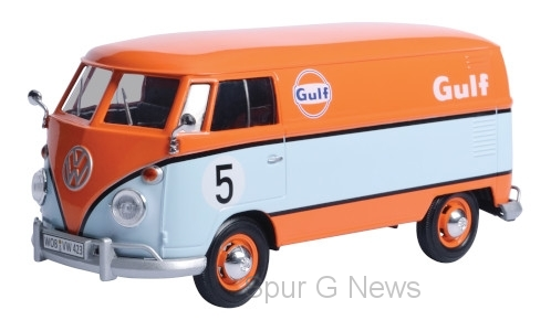 VW T1 (Type 2) Delivery Van, orange/hellblau, Gulf, Kastenwagen