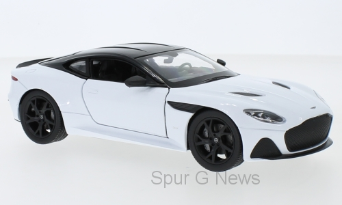 Aston Martin DBS Superleggera 2018 in wei - Fertigmodell aus Kunstsstoff - Mastab 1:24