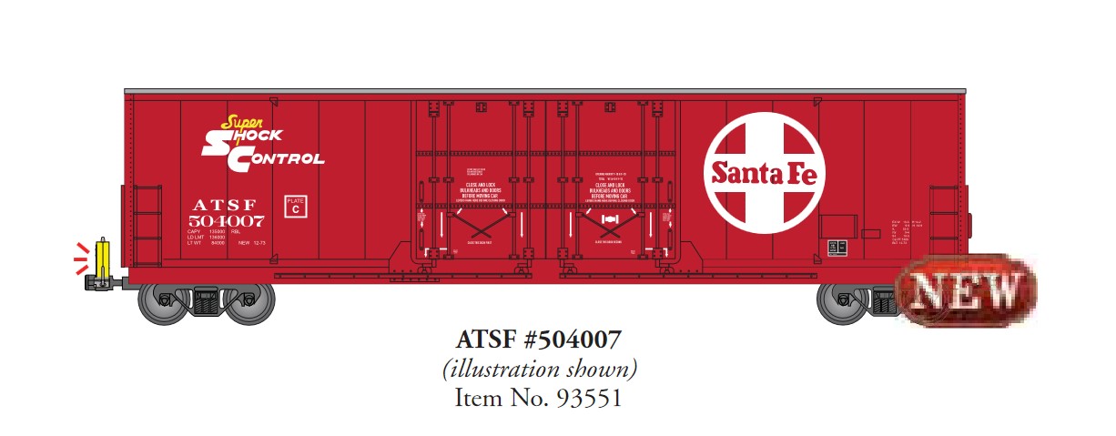 Bachmann Art. Nr. 93551 - Santa Fe EVANS Boxcar, Doppeltr und Schlusslicht, Santa Fe ATSF #504007