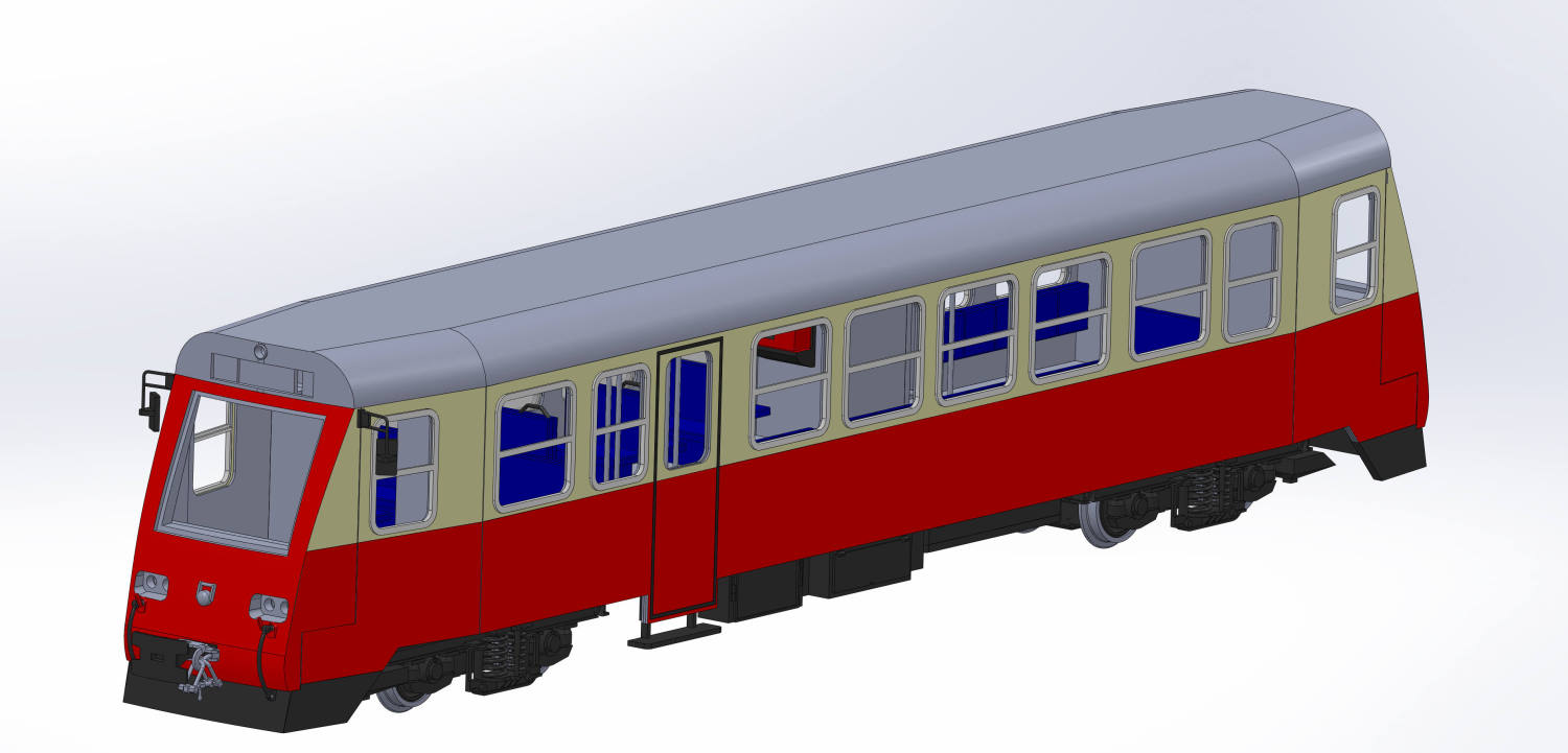 CAD Konstruktion des Modells HSB 187016 - Triebwagen - Bild von Eds Gartenbahn