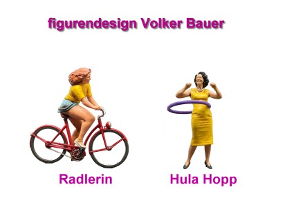 Neue Szenen von figurendesign Volker Bauer: Radlerin und Hula Hoop! 