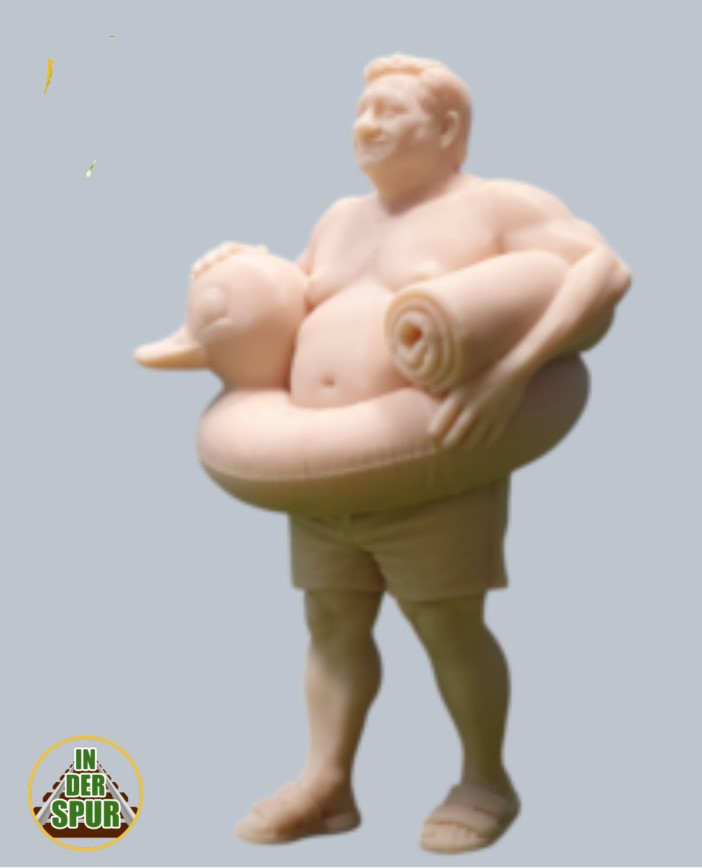 Badebert ist bereit zum Wohlfühlen im Bad oder am See.