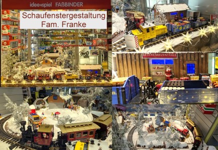 Schaufenstergestaltung des Spielwarengesch�ftes idee&spiel Fassbinder in D�beln durch Familie Franke 