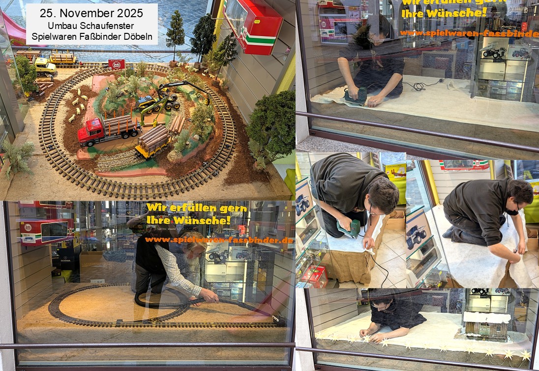 Transport von Material und Fahrzeugen f�r die Ausgestaltung des Schaufensters.