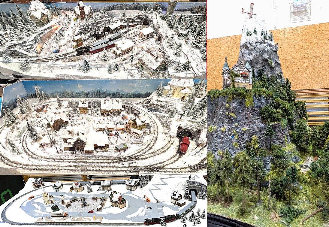 Folie 4: 3 Winteranlagen + Gebirgslandschaft mit Flugzeug - leider nicht in der Spurgr��e f�r die Gartenbahn 