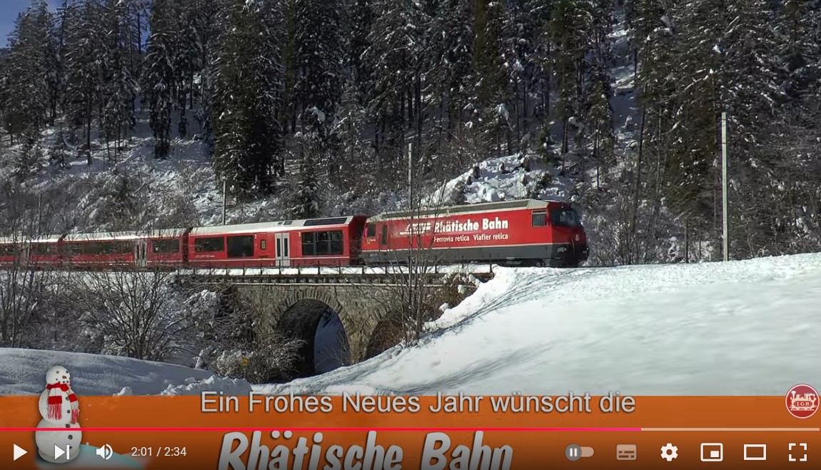 Einfach auf das Bild klicken und den Kurzfilm über die Neuhjahrswünsche mit Impressionen von verschiedenen Schmalspurbahnen startet auf dem Youtube Kanal von LGB!