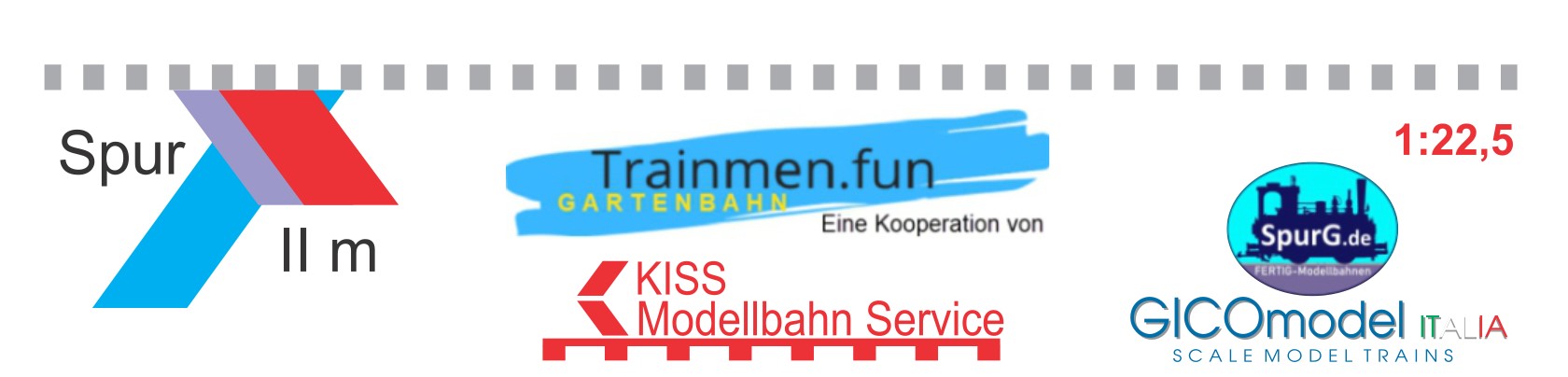 LOGO Kooperation - Gartenbahn Trainmen.fun mit KISS Modellbahnservice, Spur II m, CICOmodell italia.