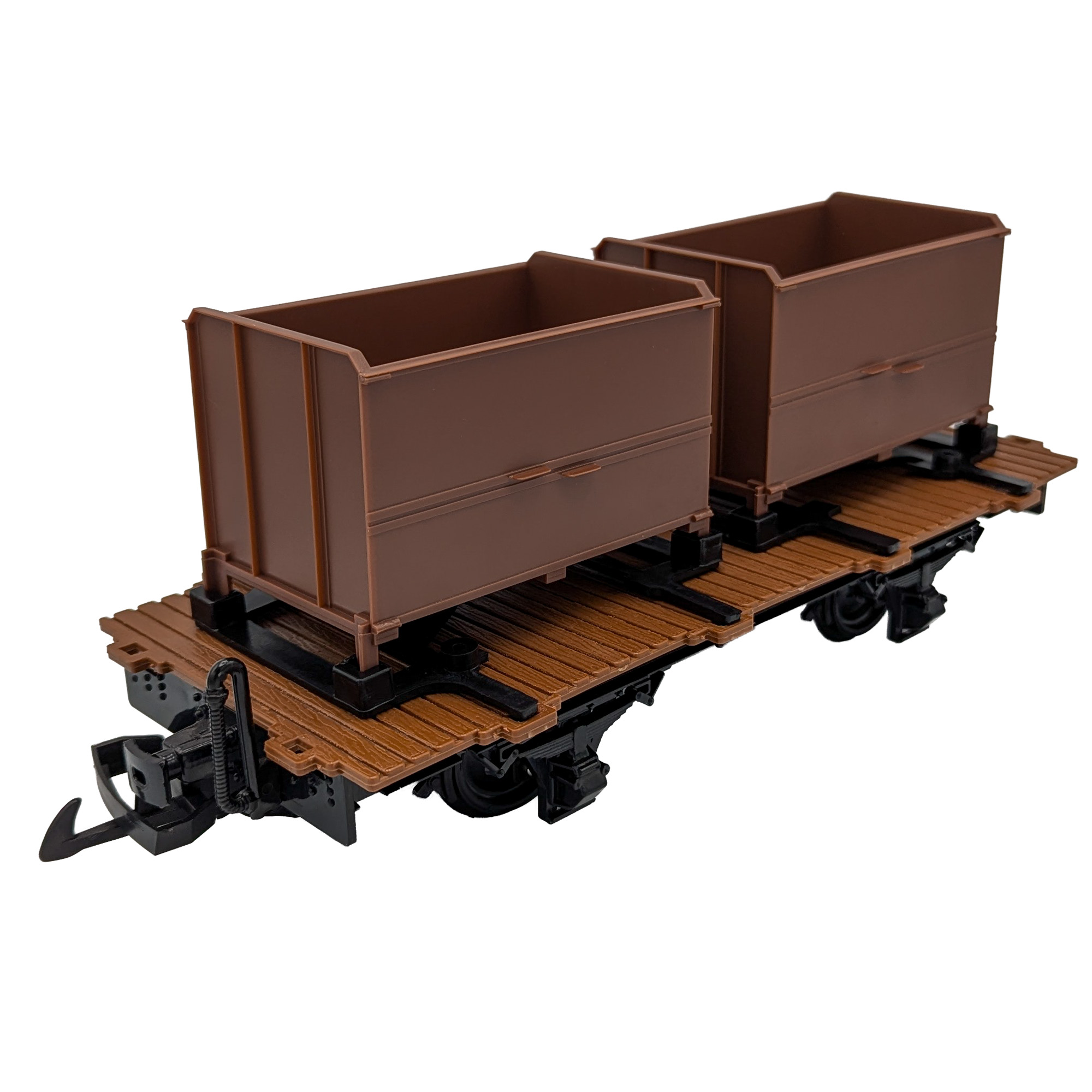 Flachwagen mit Doppelbeh�lter - Kehrrichtbeh�lter wie diese bei der RhB vorkommen. 