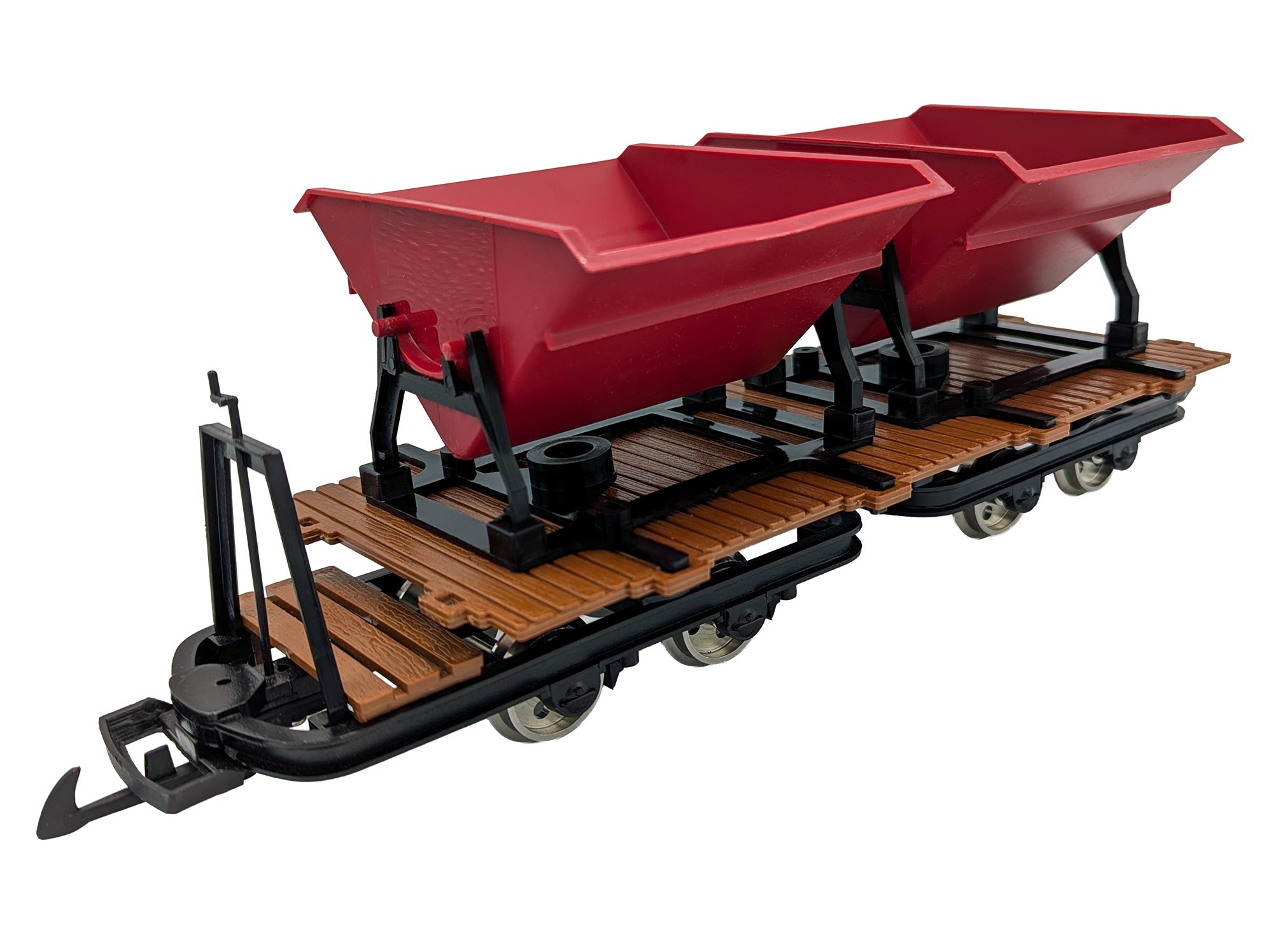 Art. Nr. 0176 - mXion Feldbahnflachwagen - 4achsig - mit zwei Kipploren - rot - UVP 120 EUR