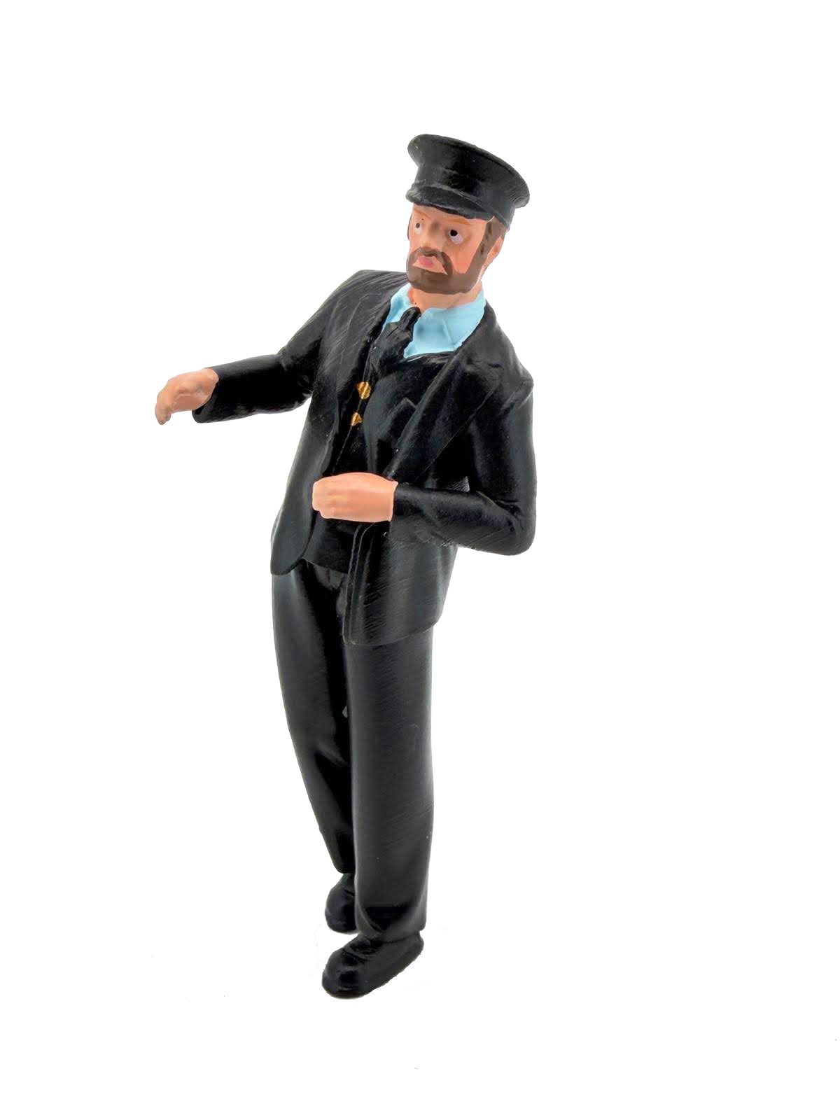 Lokf�hrer "Tobias" DR/HSB, Dampflok, stehend, links lehnend.