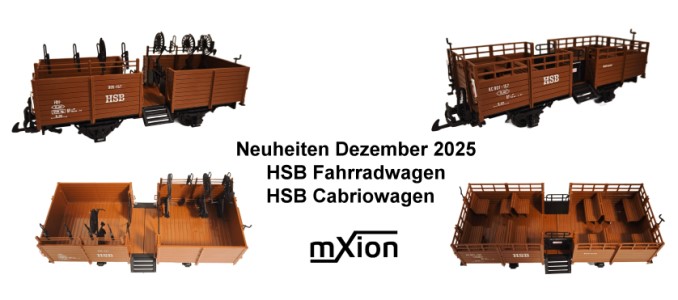 mXion Neuheiten - HSB Cabrio- und Fahrradwagen