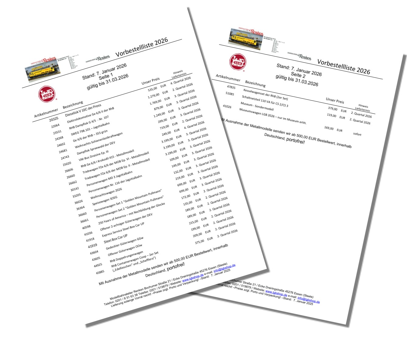 Seit 7. Januar 2026 ist die Neuheitenliste von LGB mit den Vorbestellpreisen online. Sie k�nnen dies im Shop: www.lgbshop.de downloaden oder links auf das Bild klicken!  