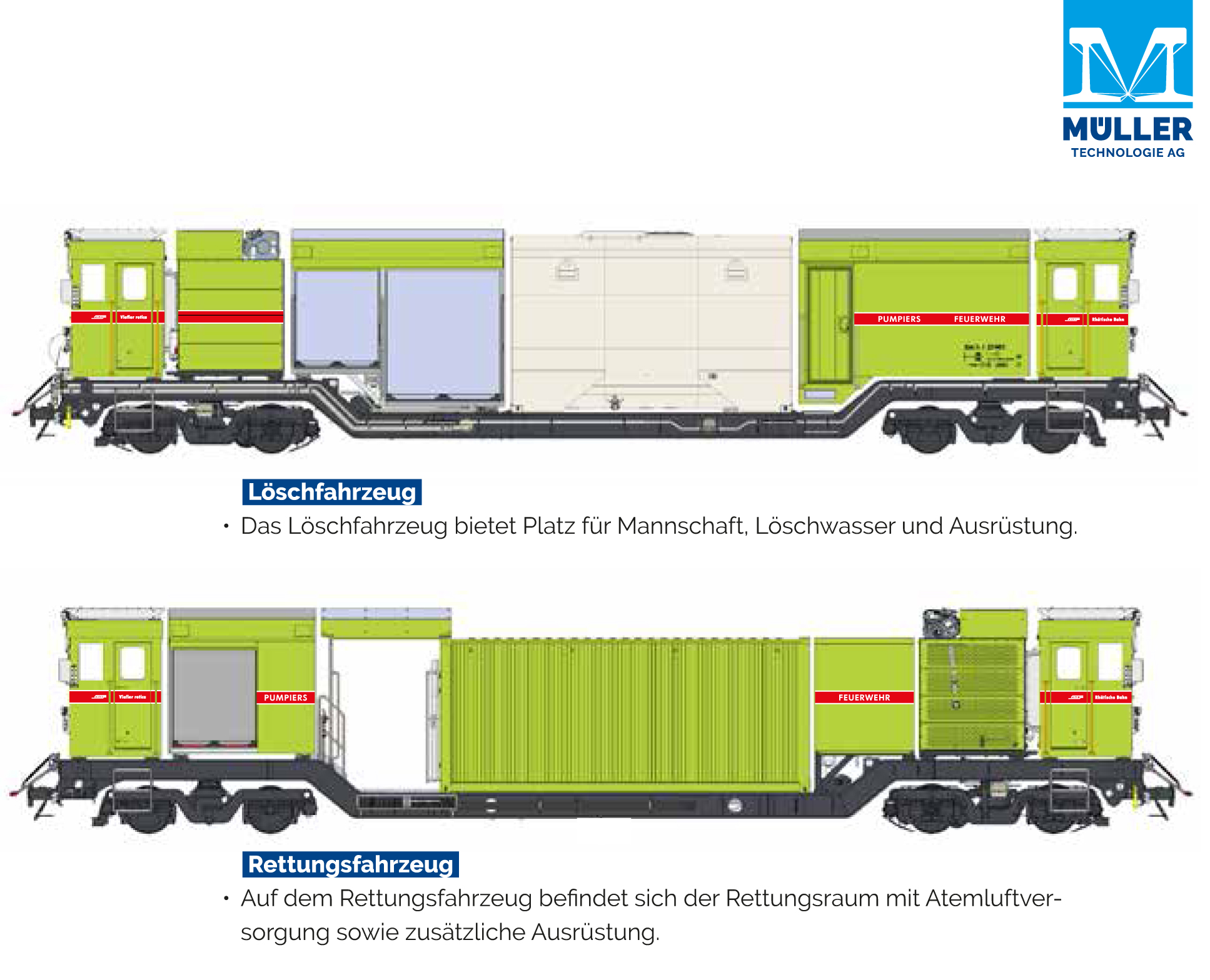 Datenblatt fr die Lsch- und Rettungsfahrzeuge fr den Vereina Tunnel. Einfach auf das Bild klicken und pdf Datenblatt herunterladen. 