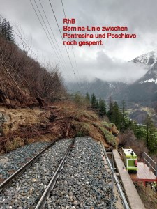 RhB: Bernina Linie zwischen Pontresina und Poschiavo noch gesperrt ! 