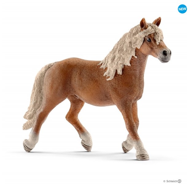 Schleich Artikelnummer: 13813, Der Haflinger ist ein Gebirgspferd aus den Sdtiroler Alpen und wurde nach dem Bergdorf Hafling benannt. Auf italienisch heit es Avelengo, weshalb die Haflinger dort auch Aveligneser genannt werden.