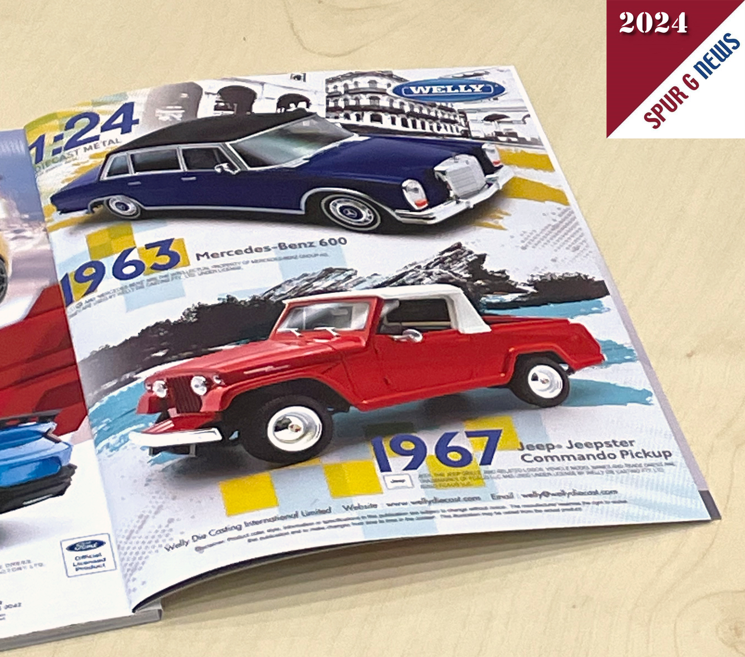 Im Printmagazin Global toys & games hat WELLY 4 Neuheiten im Mastab 1:24 grer abgebildet. Der Mecedes Benz 600 aus dem Jahre 1963 sowie der Jeep Jeepster als Commando Pickup aus 1967 sind im Ausschnitt abgebildet. 