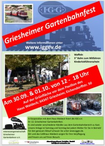 ACHTUNG !!! Terminnderung Griesheimer Gartenbahnfest! 