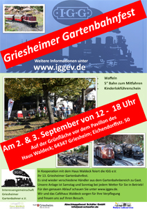 Plakat fr das Griesheimer Gartenbahnfest am 2. und 4. September 2023 steht bereit! 