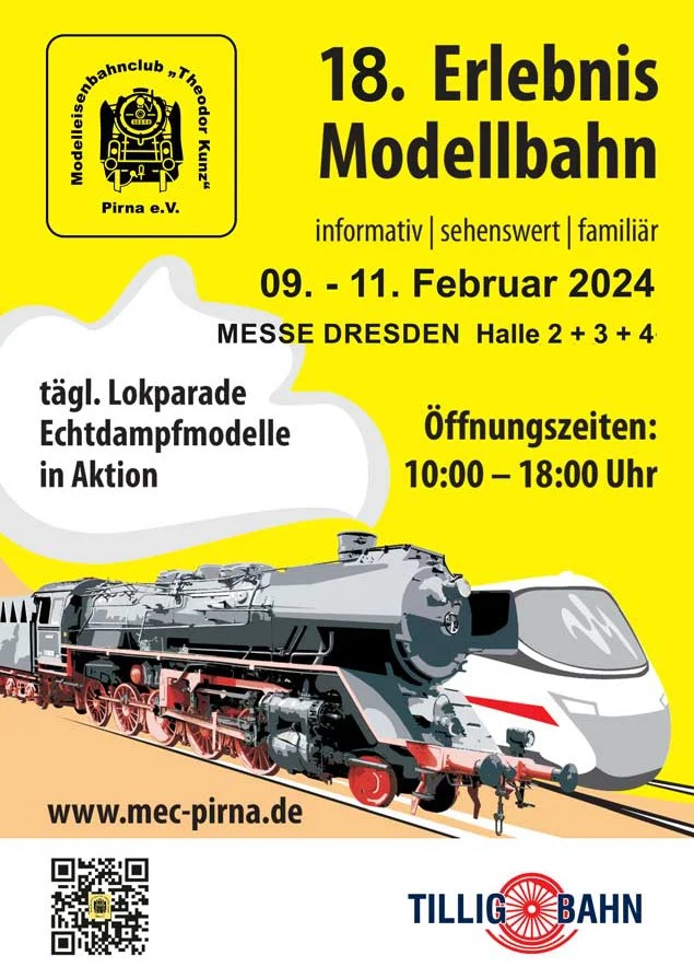 Der Modelleisenbahnclub Pirna veranstaltet nun zum 18. Mal die Messe "Erlebnis Modellbahn" im Messezentrum in Dresden. 