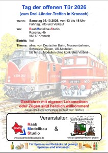 Raab Modellbaustudio Kronach. Tag der offenen T�r am 3. Oktober 2026