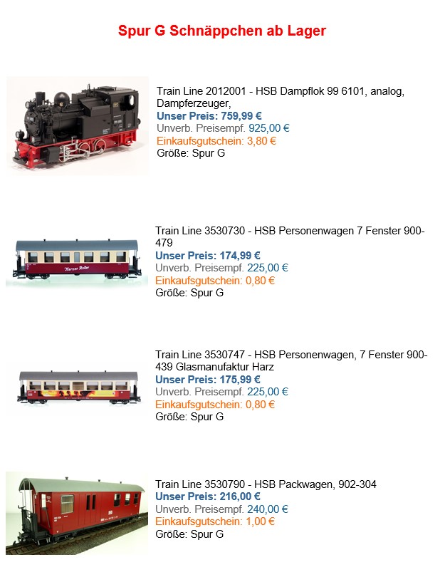 bessere Preise.com bietet noch folgende Schnppchen von Trainline ab Lager an: