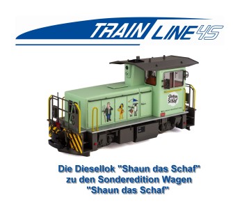 Neu bei Train Line Gartenbahnen: Die Diesellok zum Zug "Shaun das Schaf" 