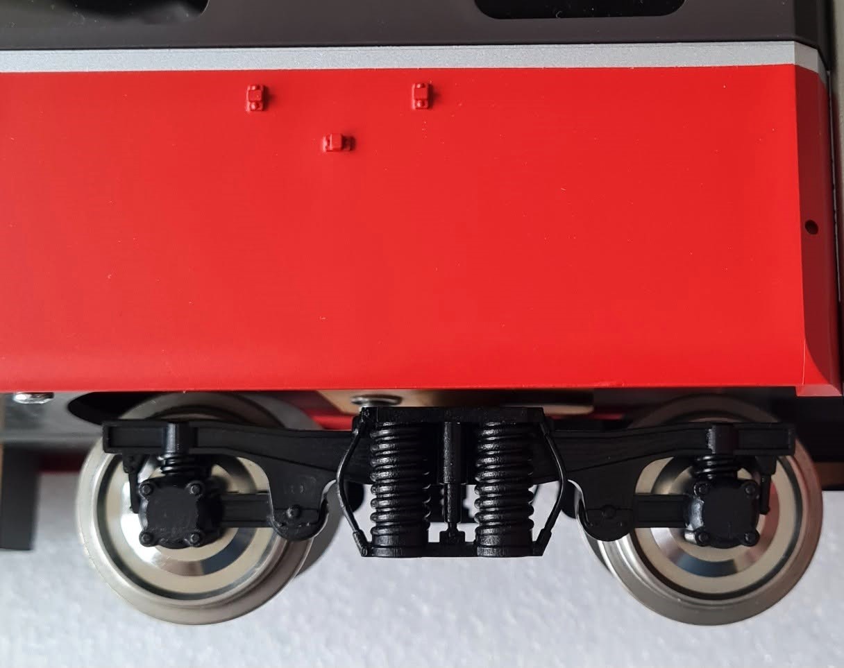 Detailansicht Wagenkasten und Drehgestell. Wird lt. TrainLine maßstäblich ausgeführt.
