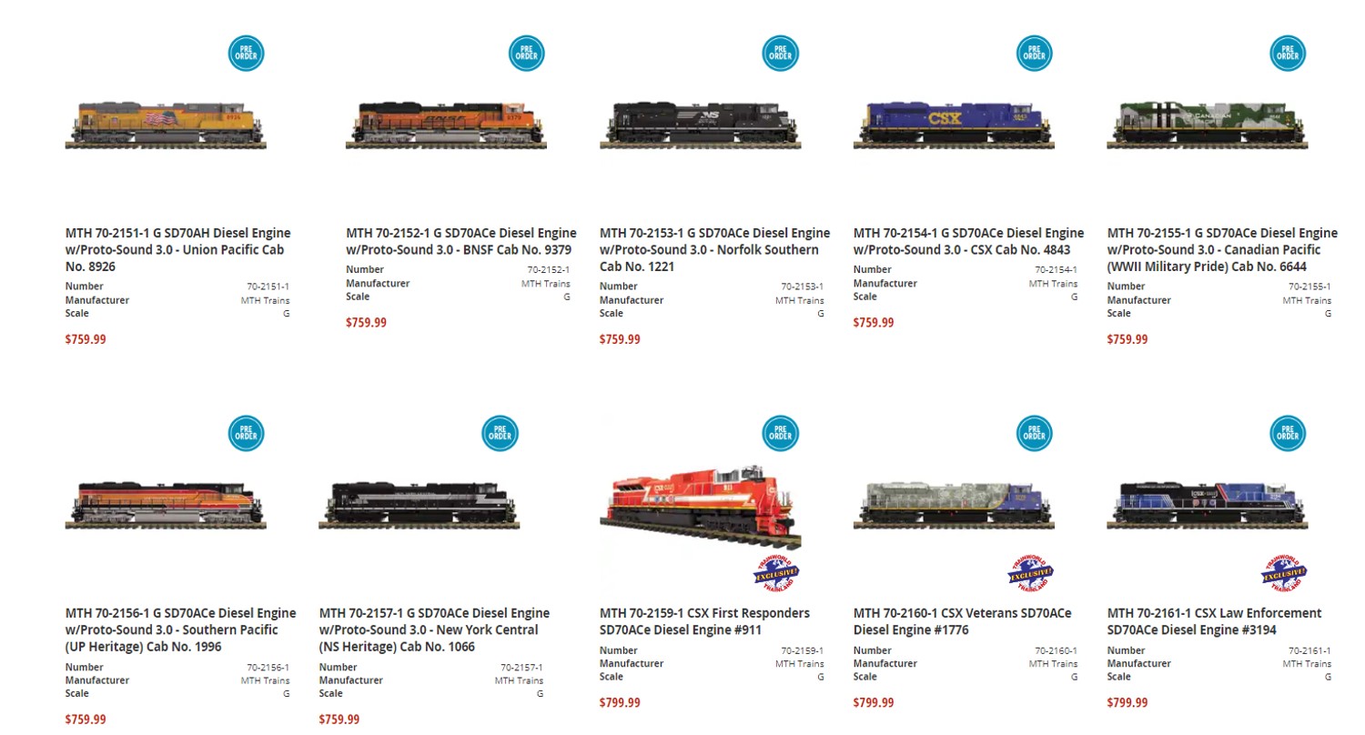 USA Dieselloks des Herstellers MTH  als Exklusiv Modell oder Vorbestellung bei Trainworld New York